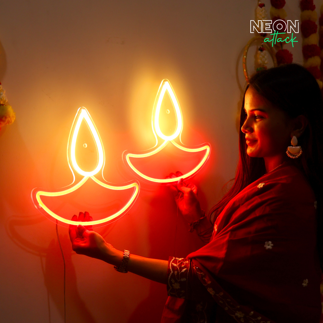 Free 2 Diya Neon Lights Worth ₹5000