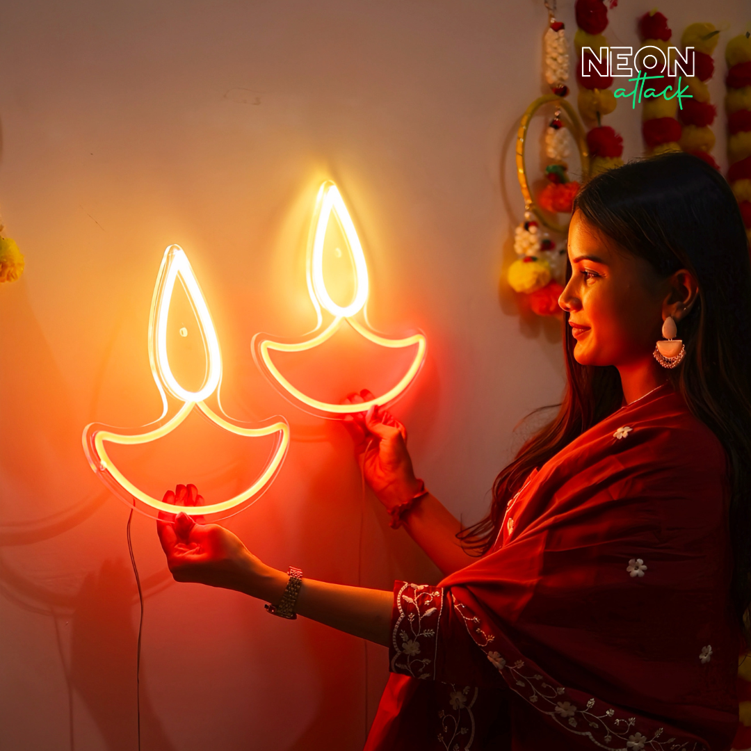 Free 2 Diya Neon Lights Worth ₹5000