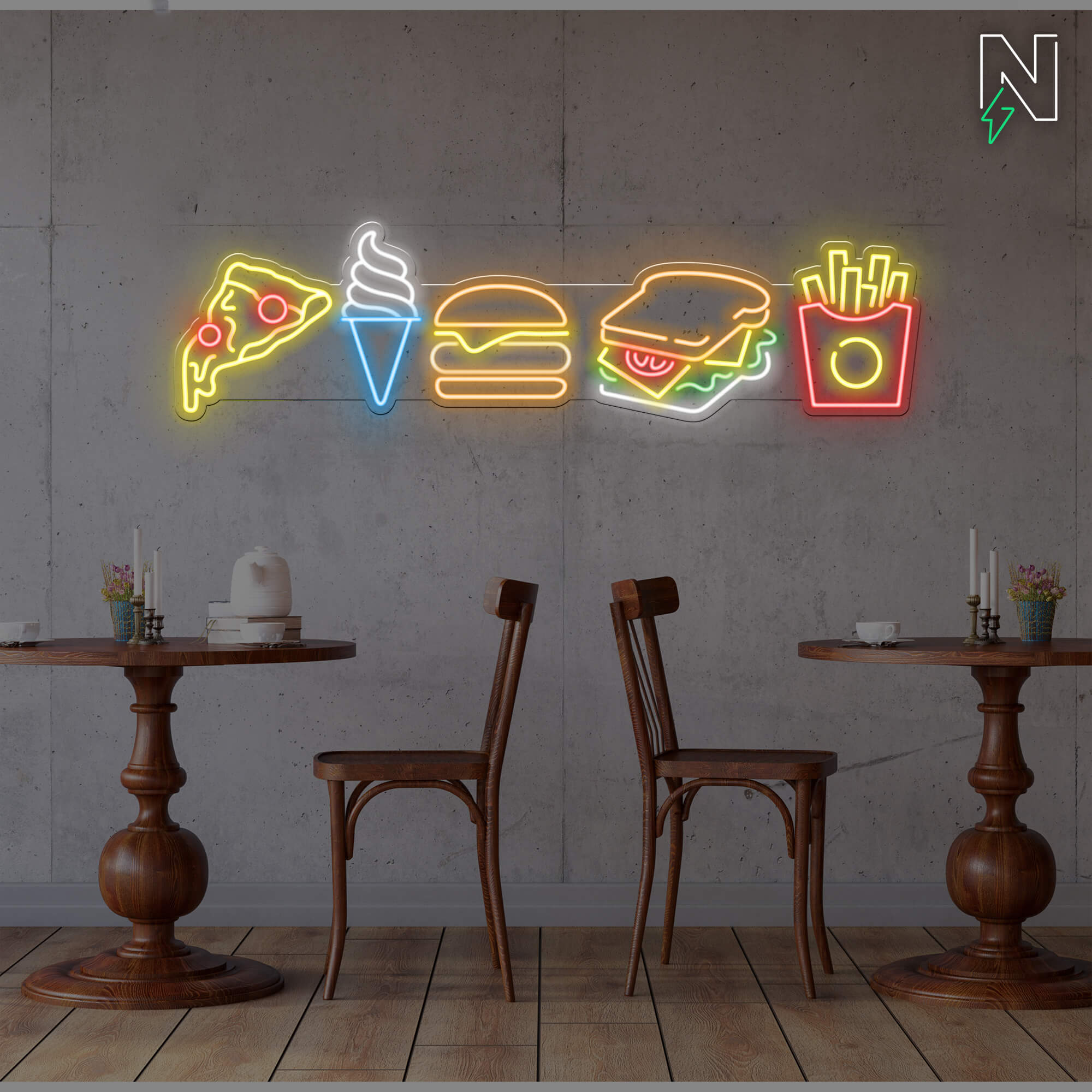 Burgers Fries & Vibes Neon Sign