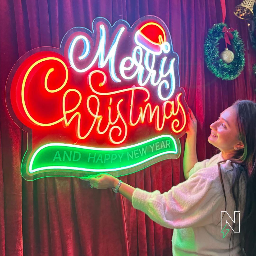 Merry Christmas & Happy New Year Neon Sign