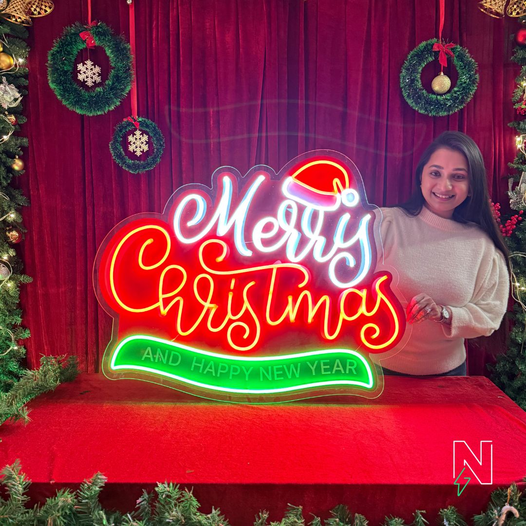 Merry Christmas & Happy New Year Neon Sign