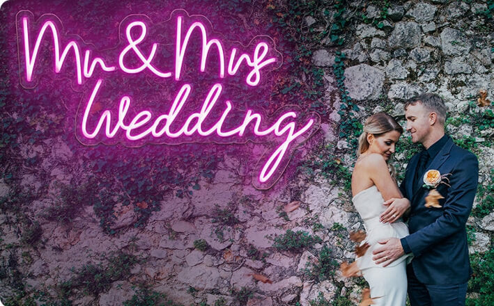 Mr & Mrs Wedding Neon Lights - Neon Attack