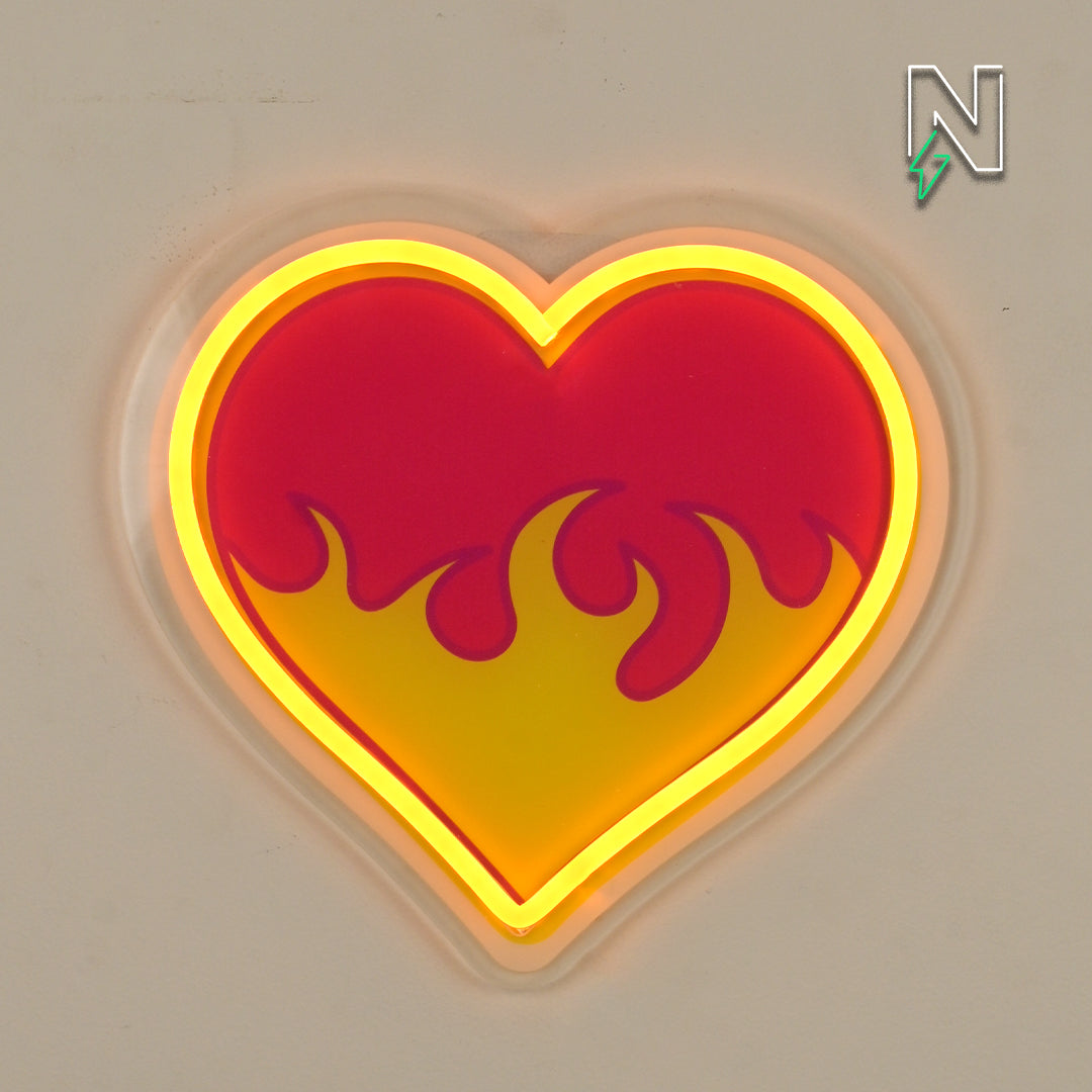 Heart Fire Neon Sign