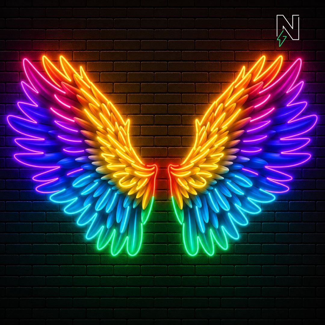 Rainbow Wings Neon Sign