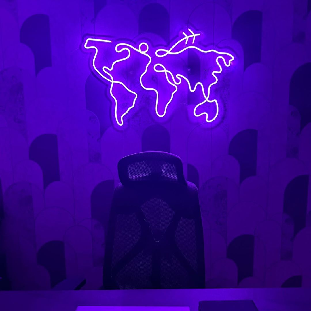World Map Neon Sign