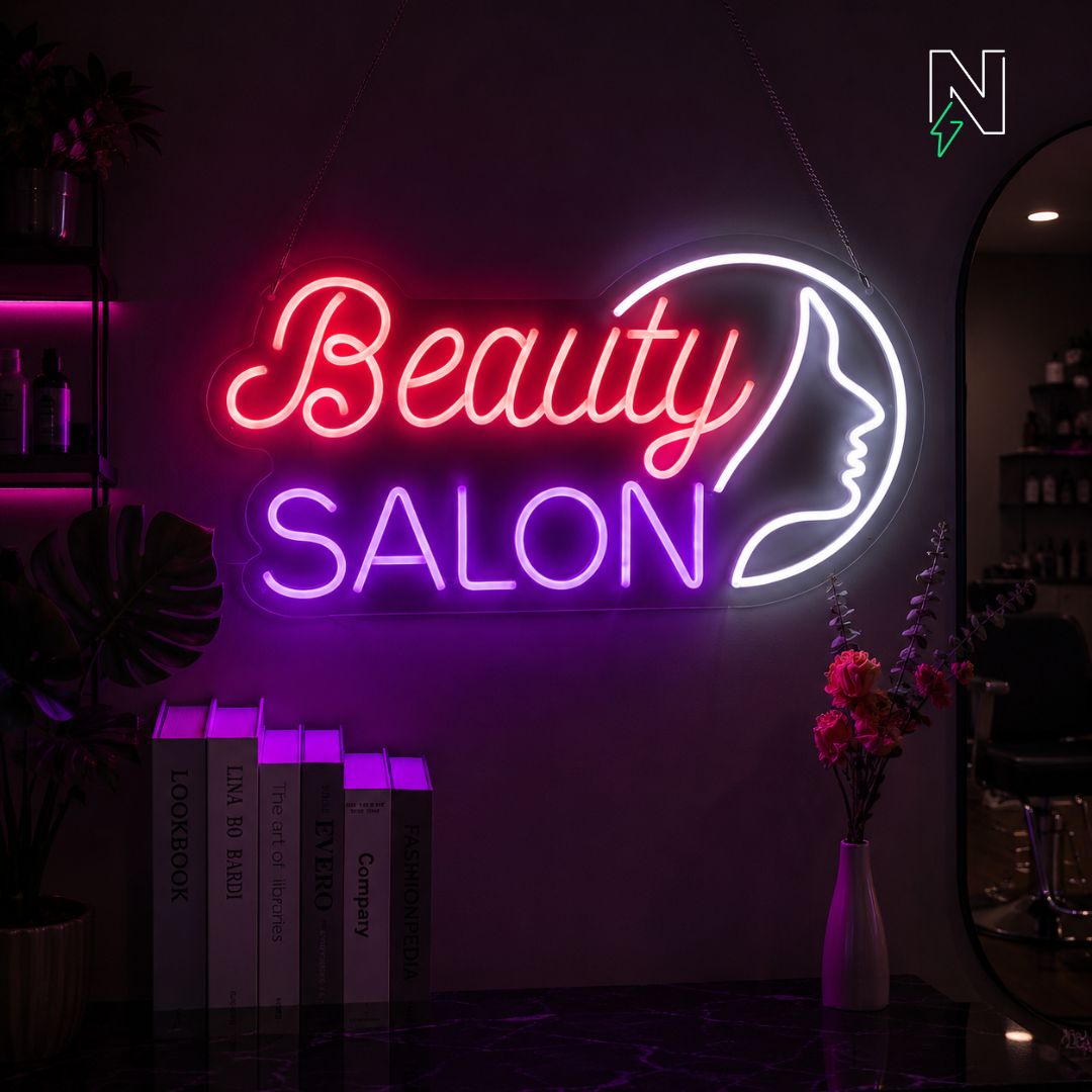 Beauty Salon With Face Neon Sign