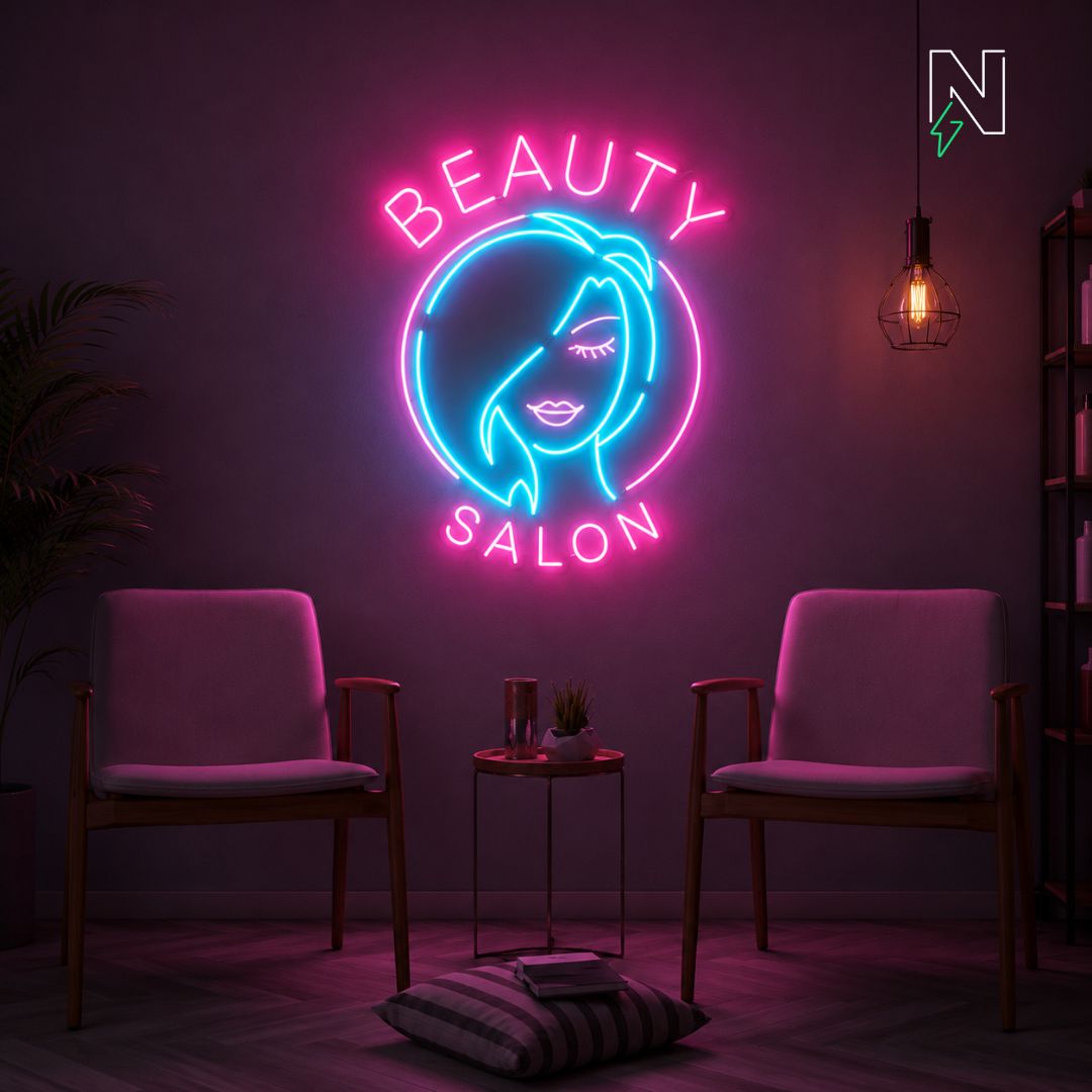 Beauty Salon With Face Neon Sign