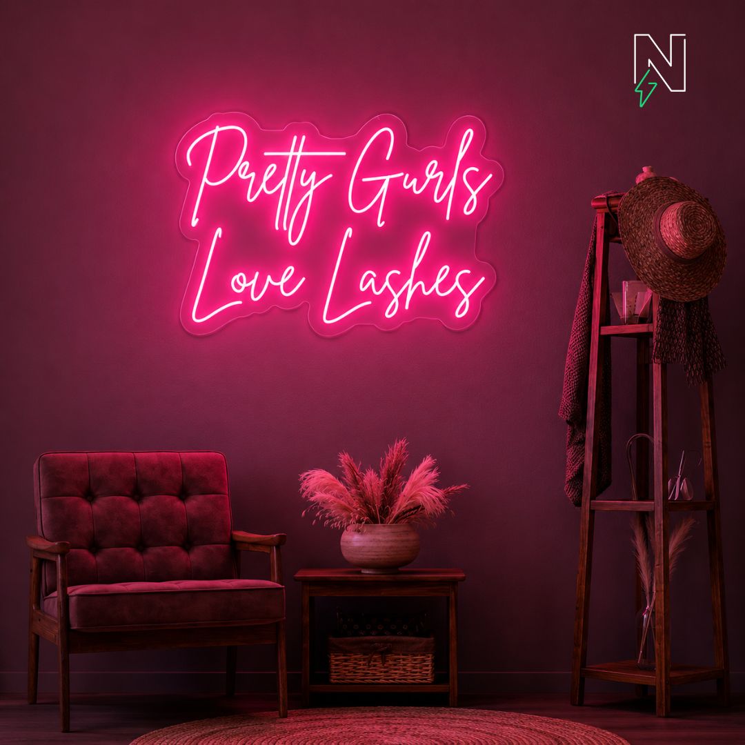 Pretty Gurls Love Lashes Neon Sign