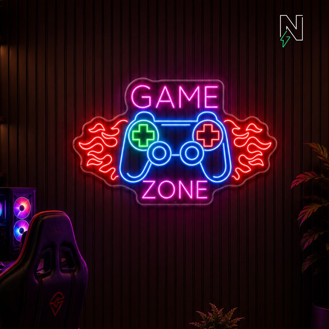 Game Zone With Joystick Neon Sign