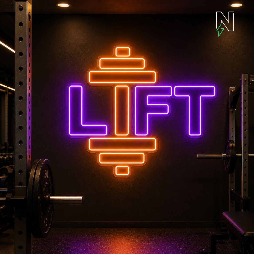 Lift Dumbbell Neon Sign