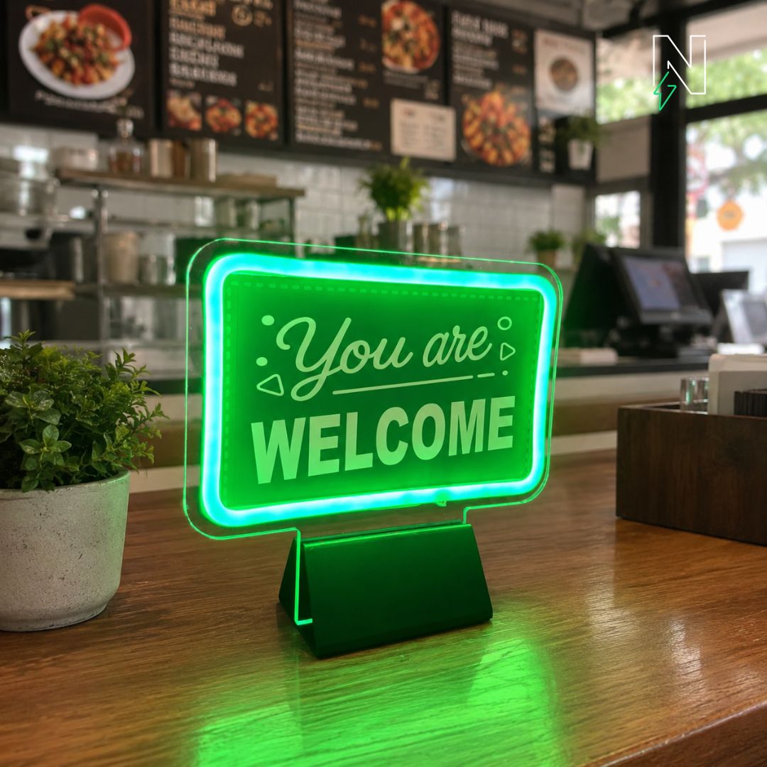 You are Welcome UV+Table Top Neon Sign