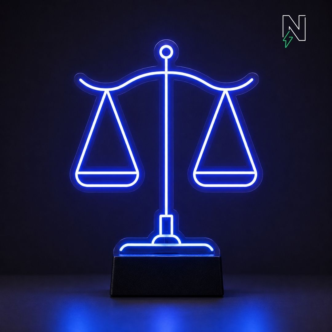 Scales of Justice Table Top Neon Sign