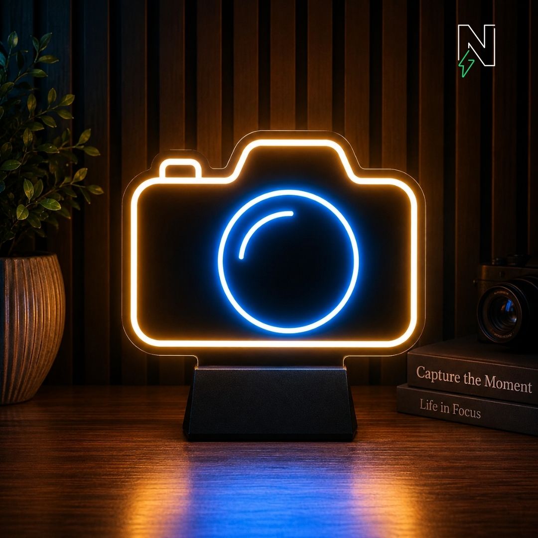 Camera Table Top Neon Sign