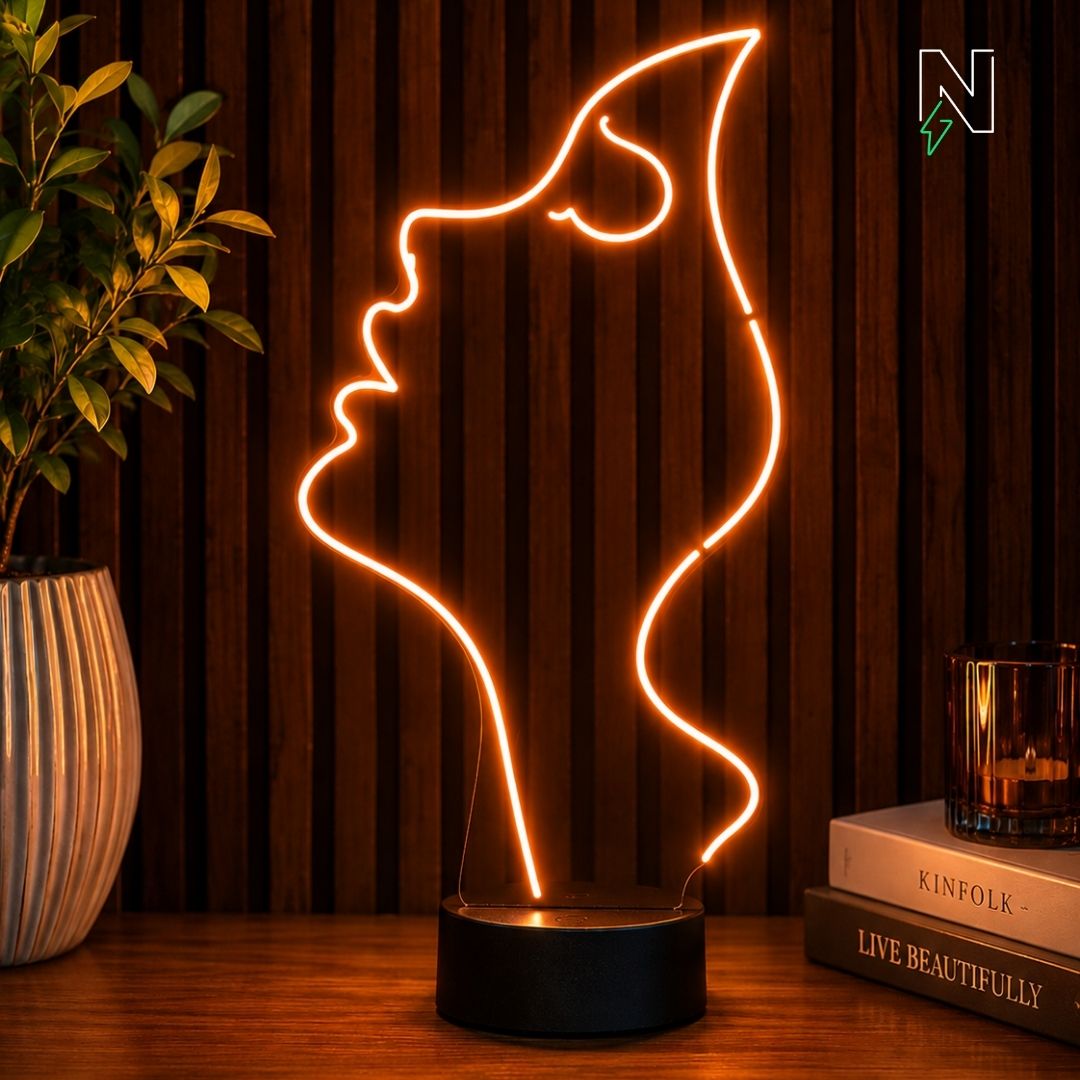 Girl Face Table Top Neon Sign