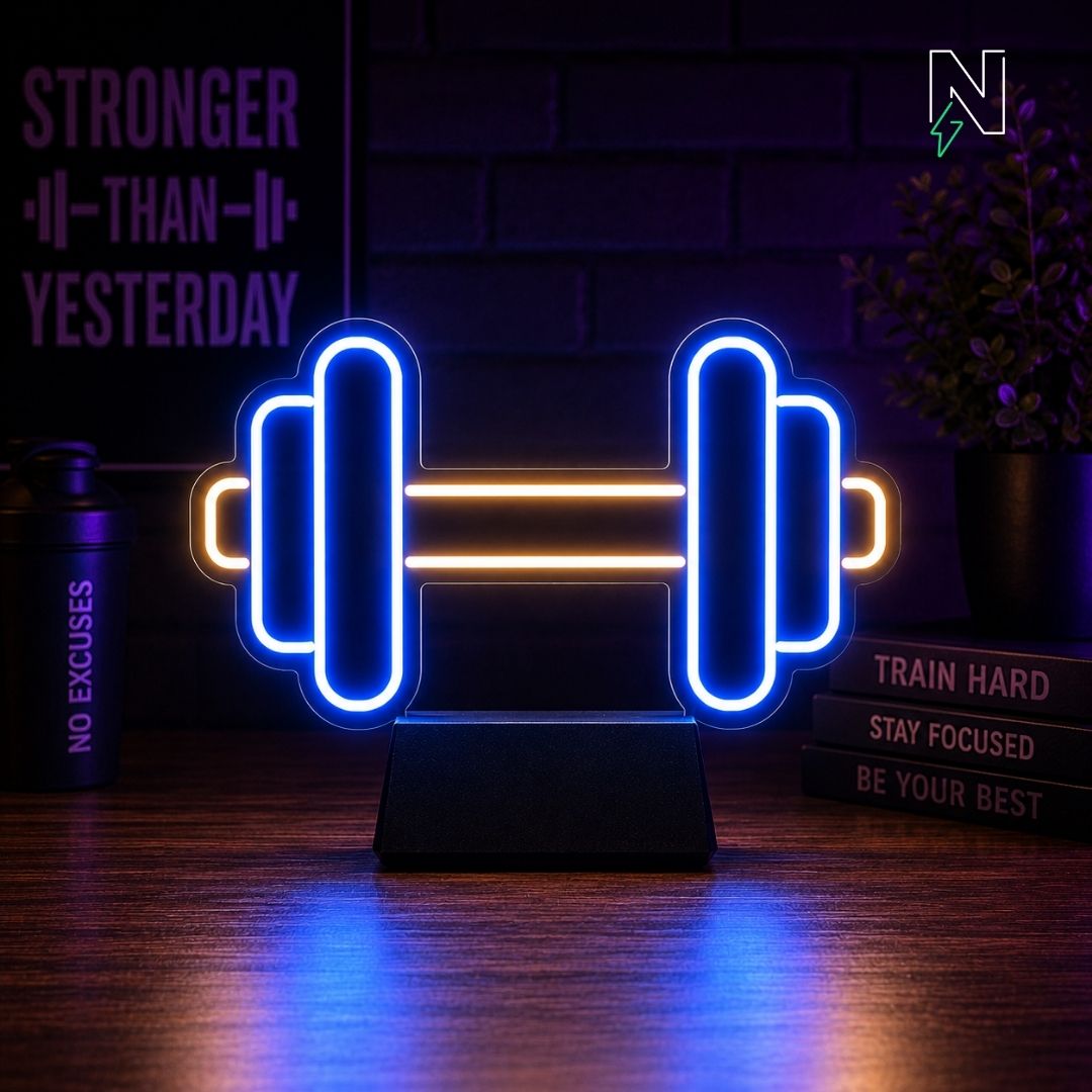 Dumbell Table Top Neon Sign
