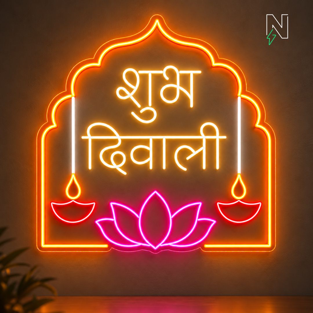 Shubh Diwali With Lotus Neon Sign