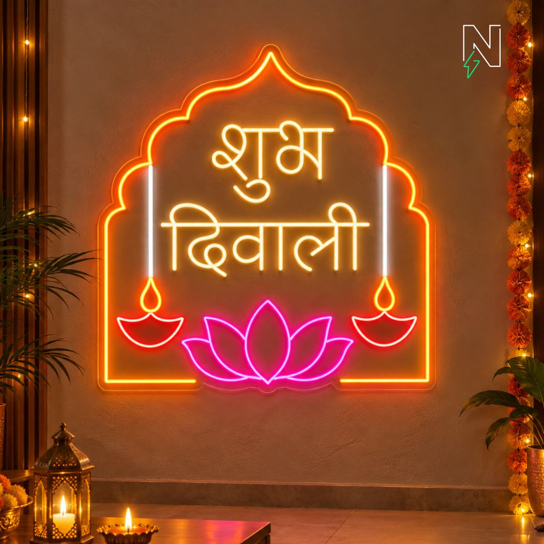 Shubh Diwali With Lotus Neon Sign