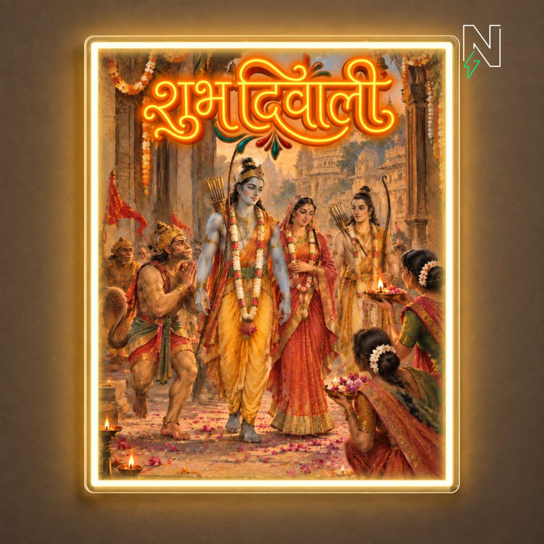 Shubh Diwali Ramayan Art Neon Sign