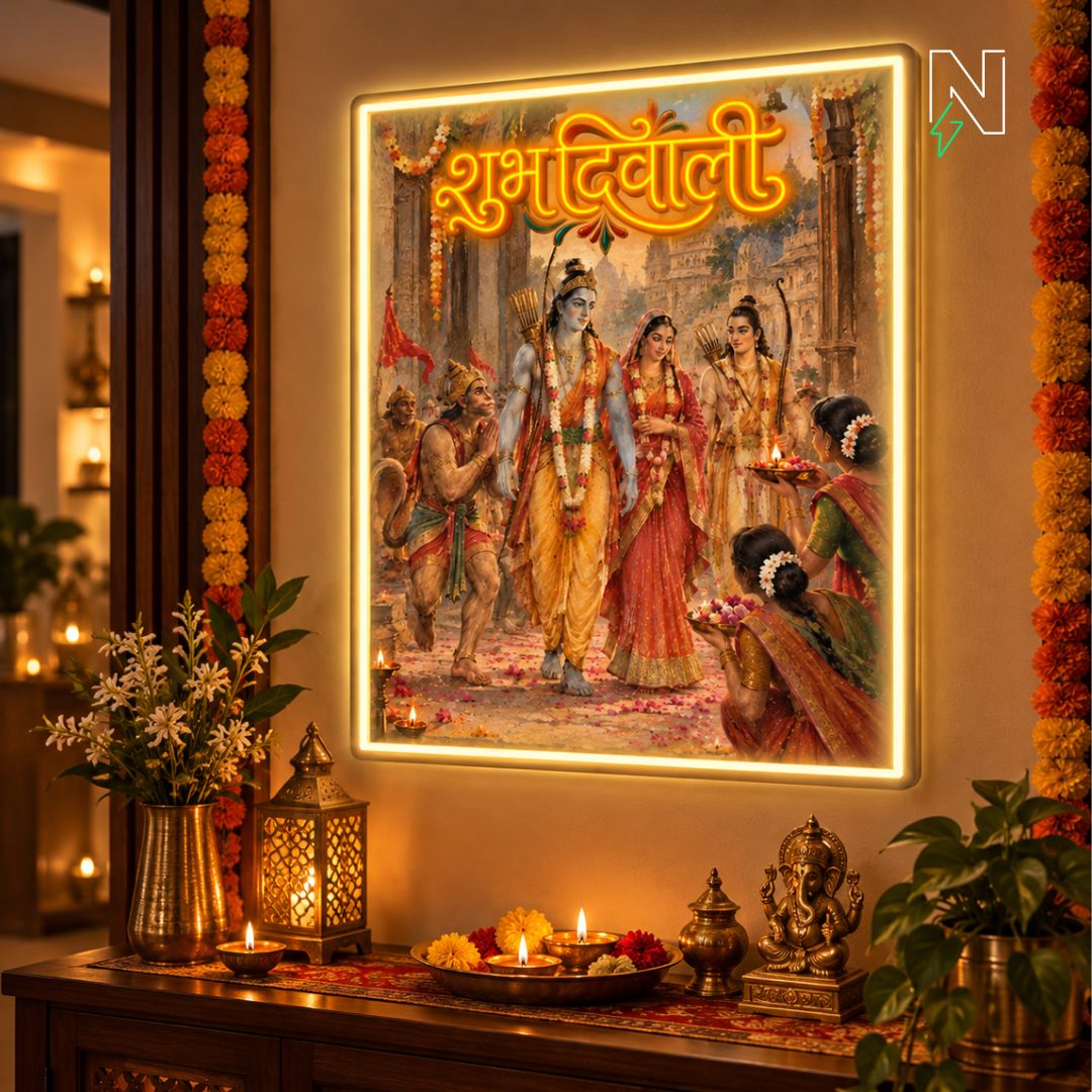 Shubh Diwali Ramayan Art Neon Sign