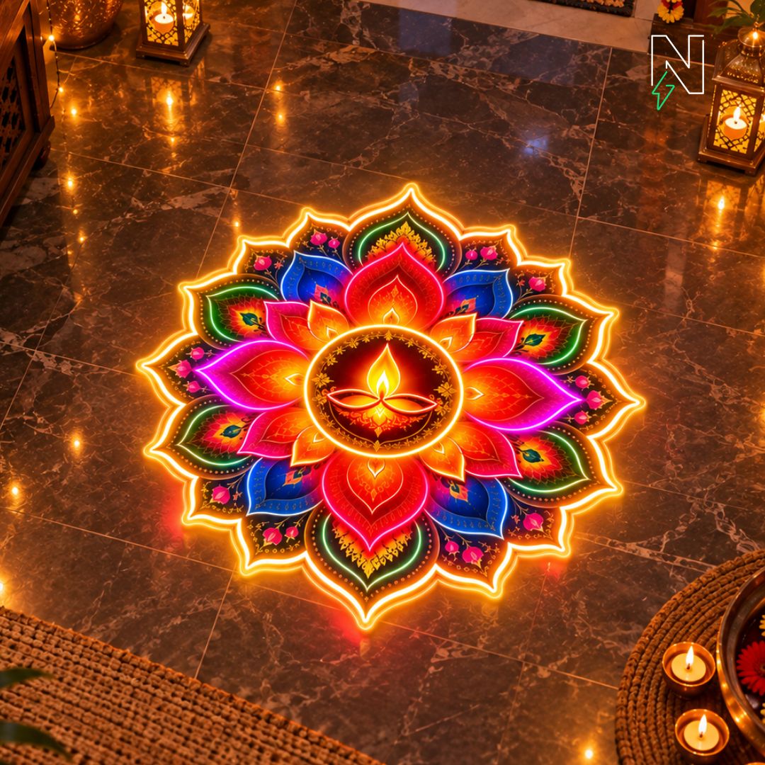 Diya Rangoli Neon Sign