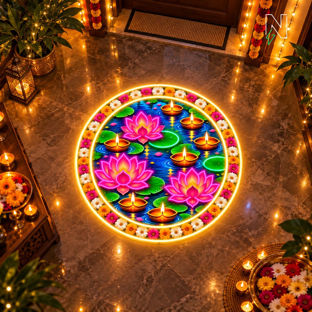 Lotus Rangoli Neon Sign