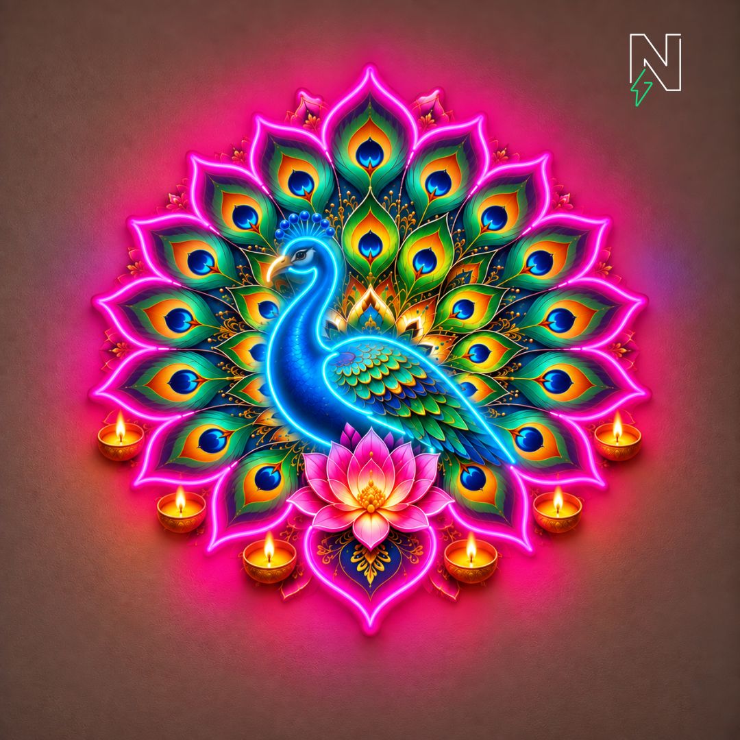 Peacock Rangoli Neon Sign
