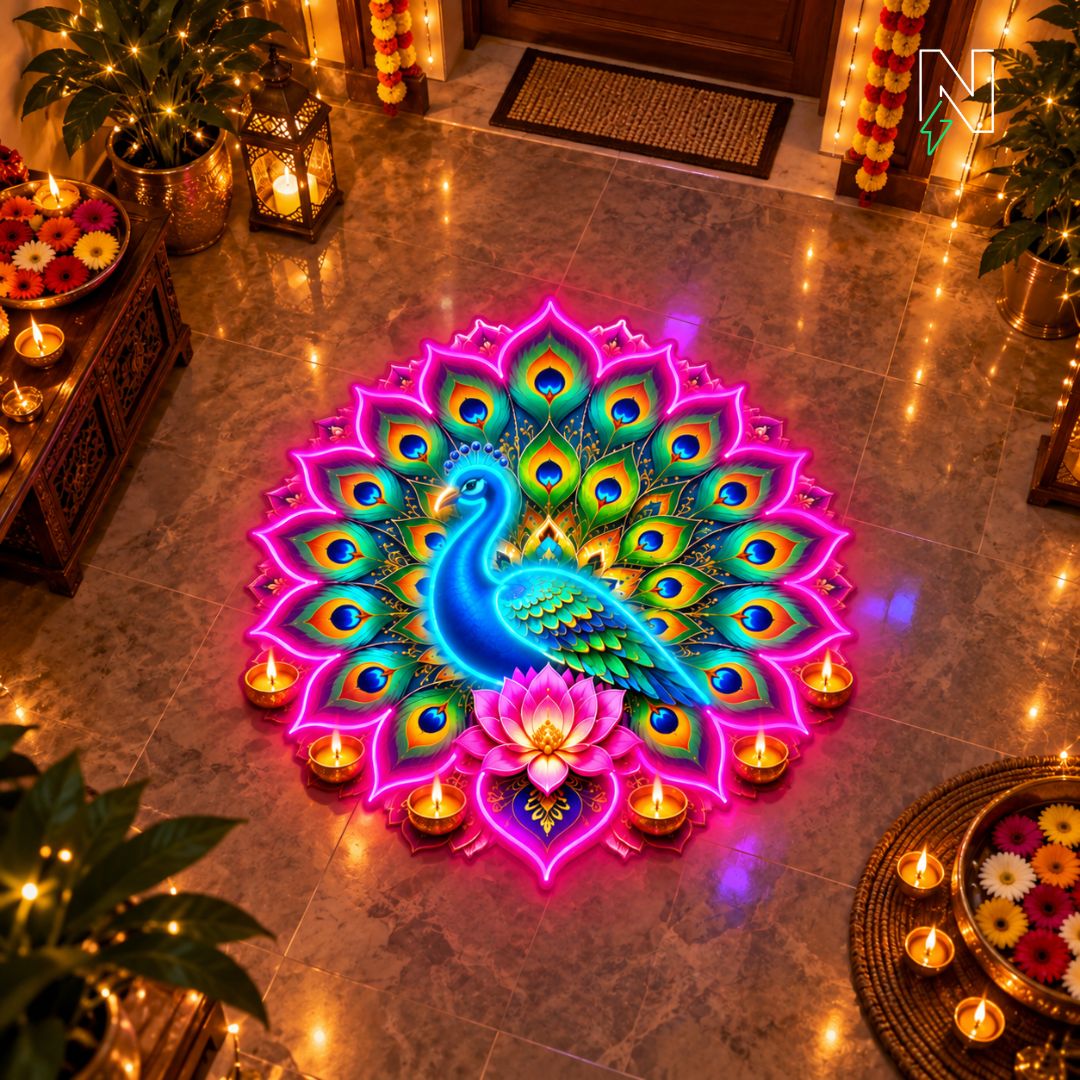 Peacock Rangoli Neon Sign