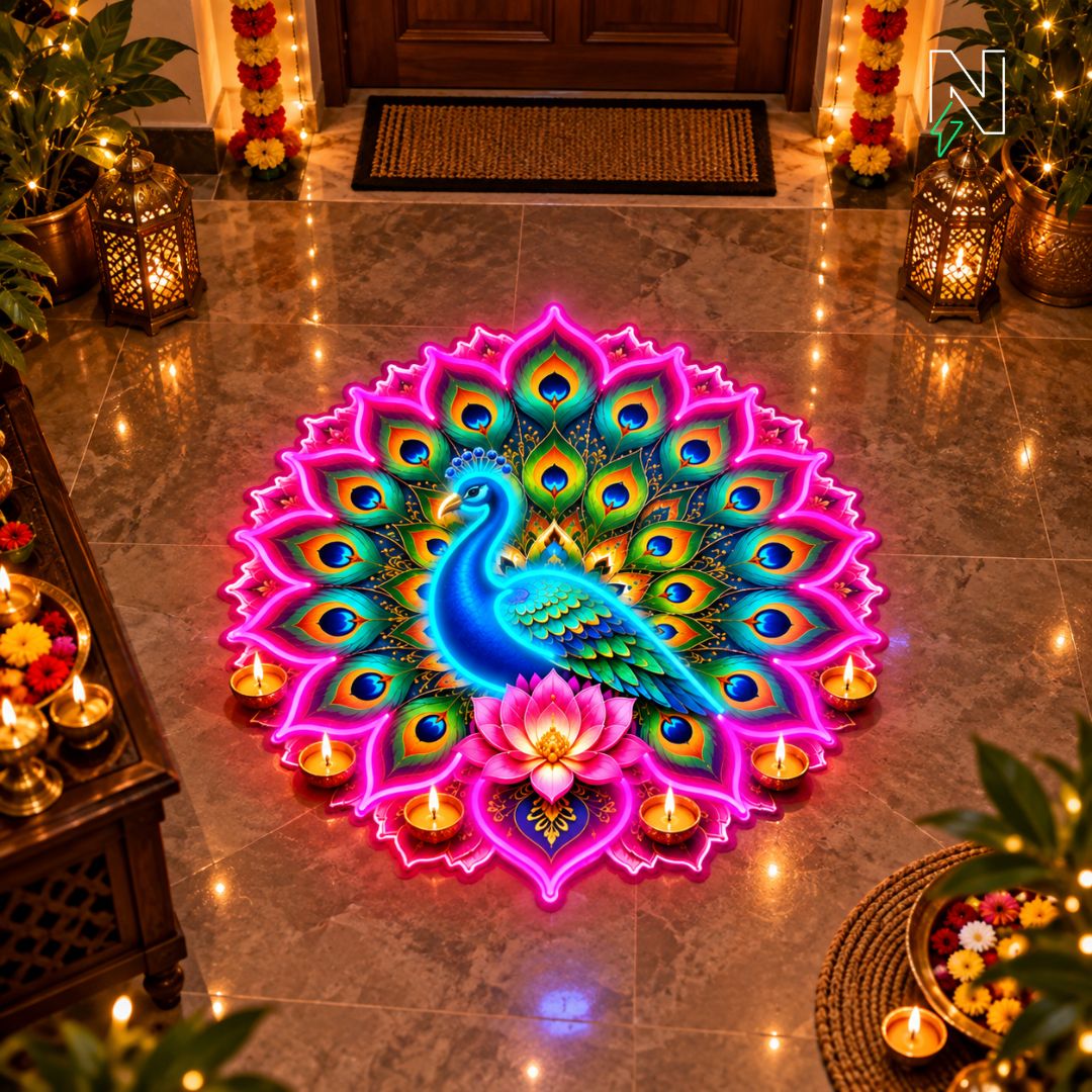 Peacock Rangoli Neon Sign