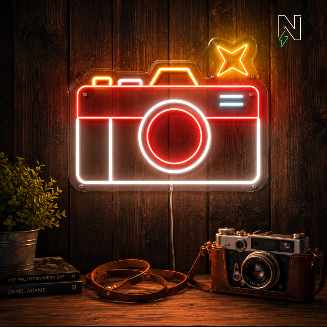 Retro Camera Neon Sign