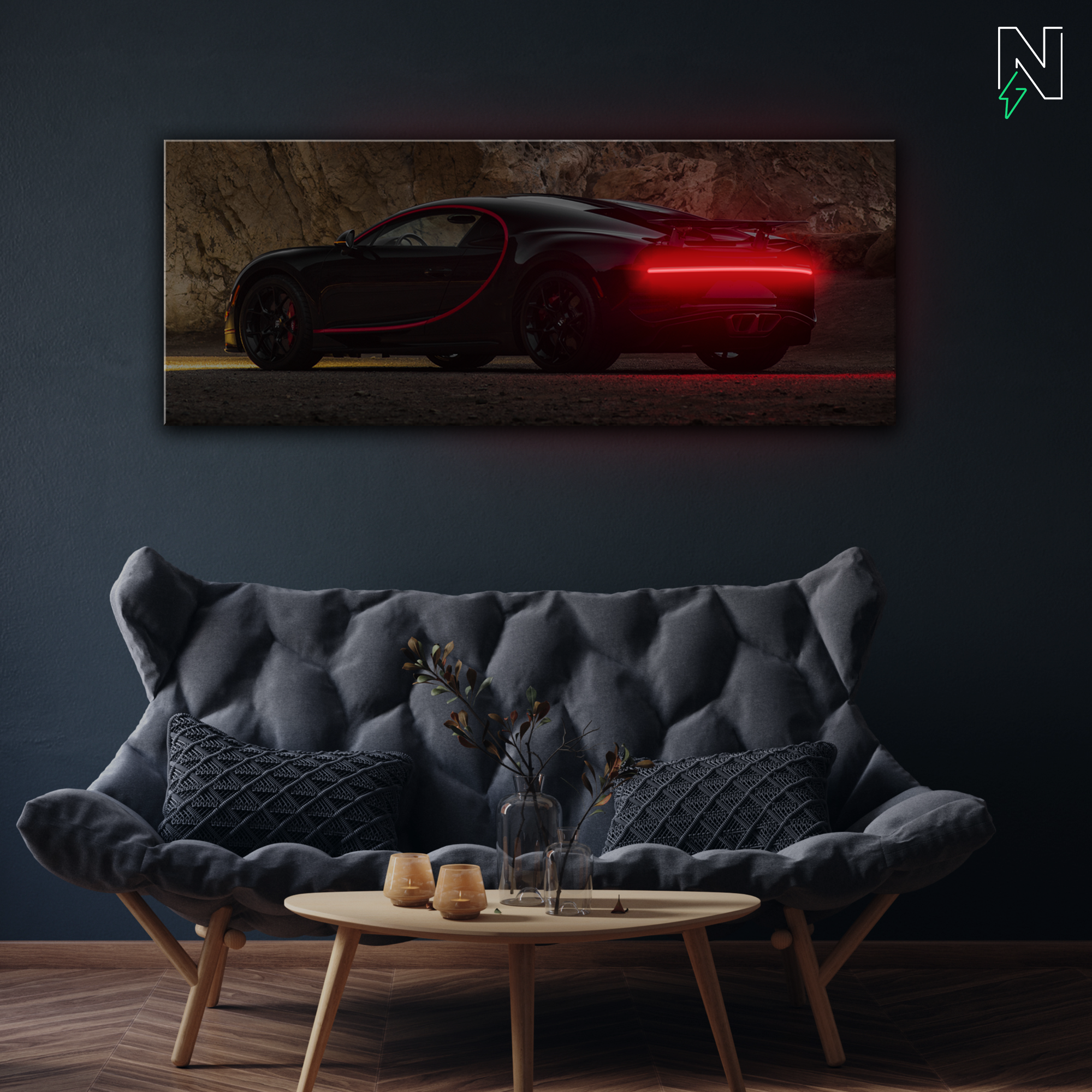 Bugatti V3 LED Neon Art