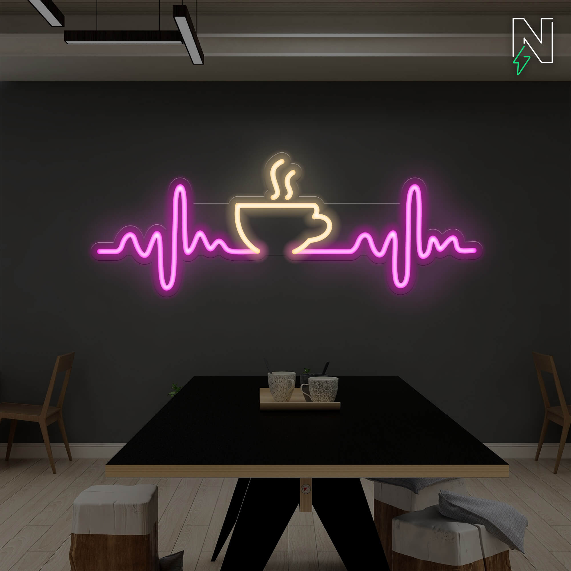 Heartbeat Coffee Neon Sign