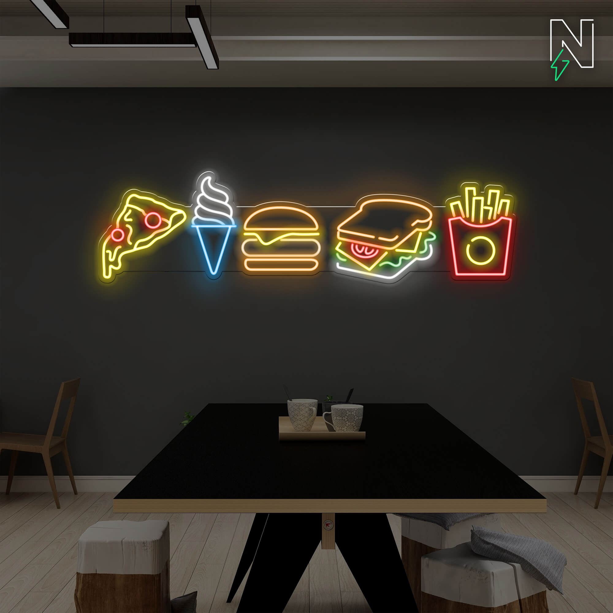 Burgers Fries & Vibes Neon Sign