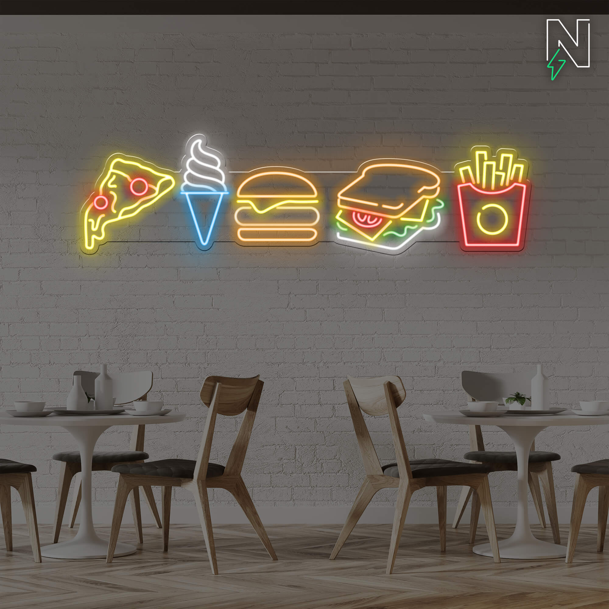 Burgers Fries & Vibes Neon Sign