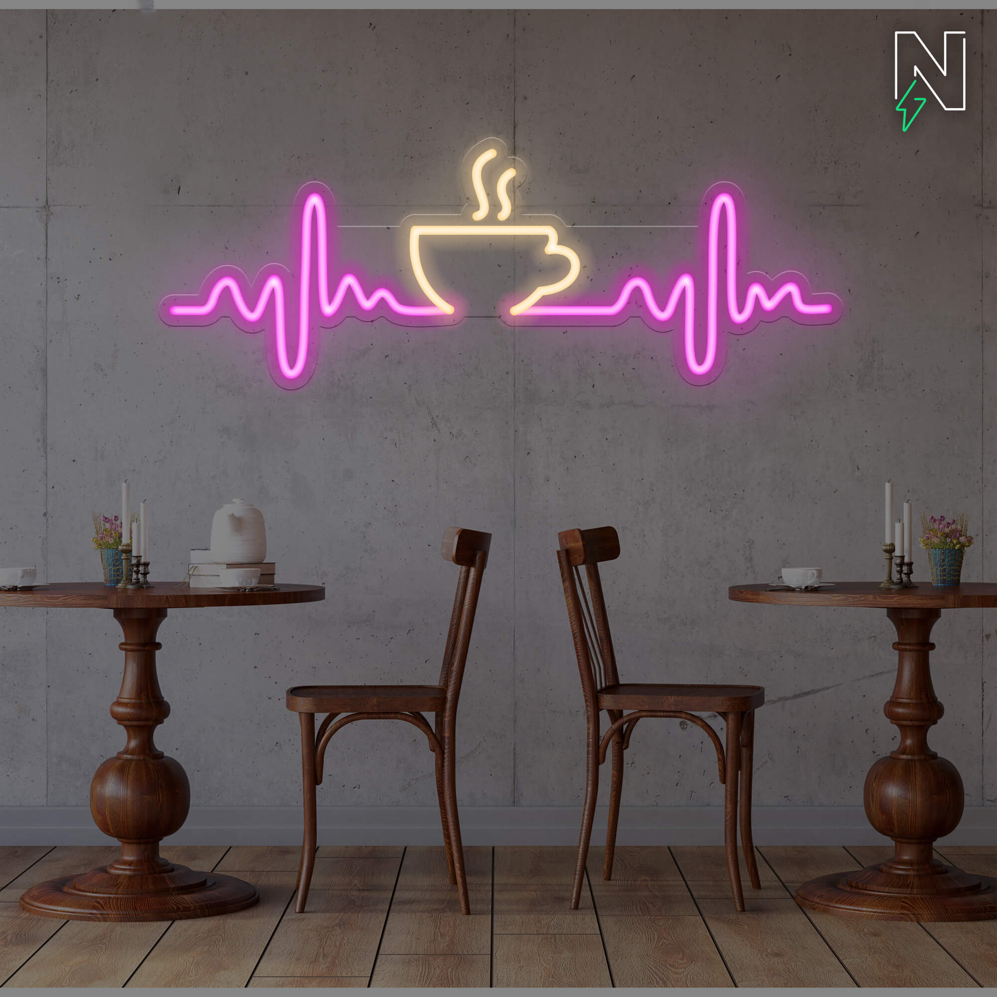 Heartbeat Coffee Neon Sign