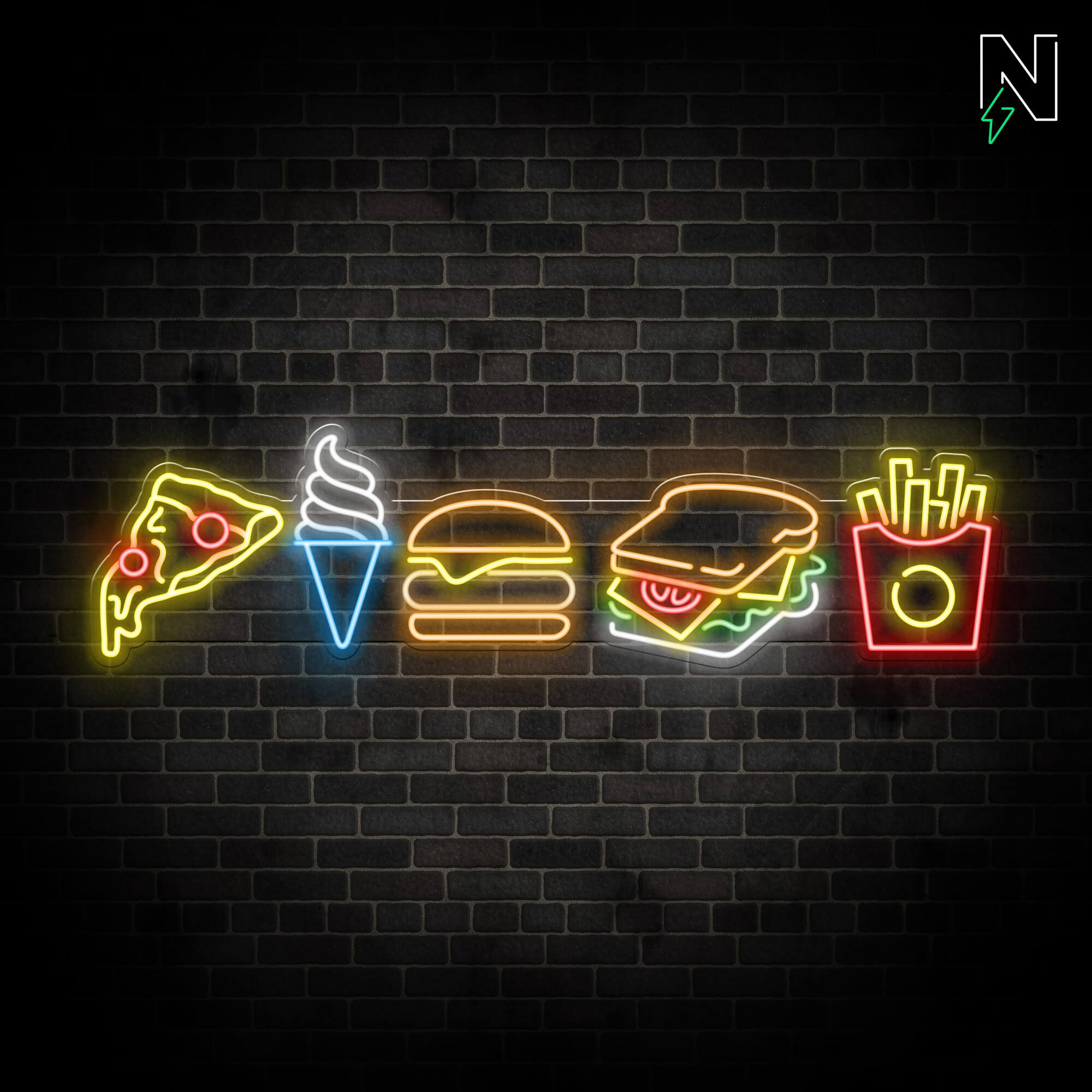 Burgers Fries & Vibes Neon Sign