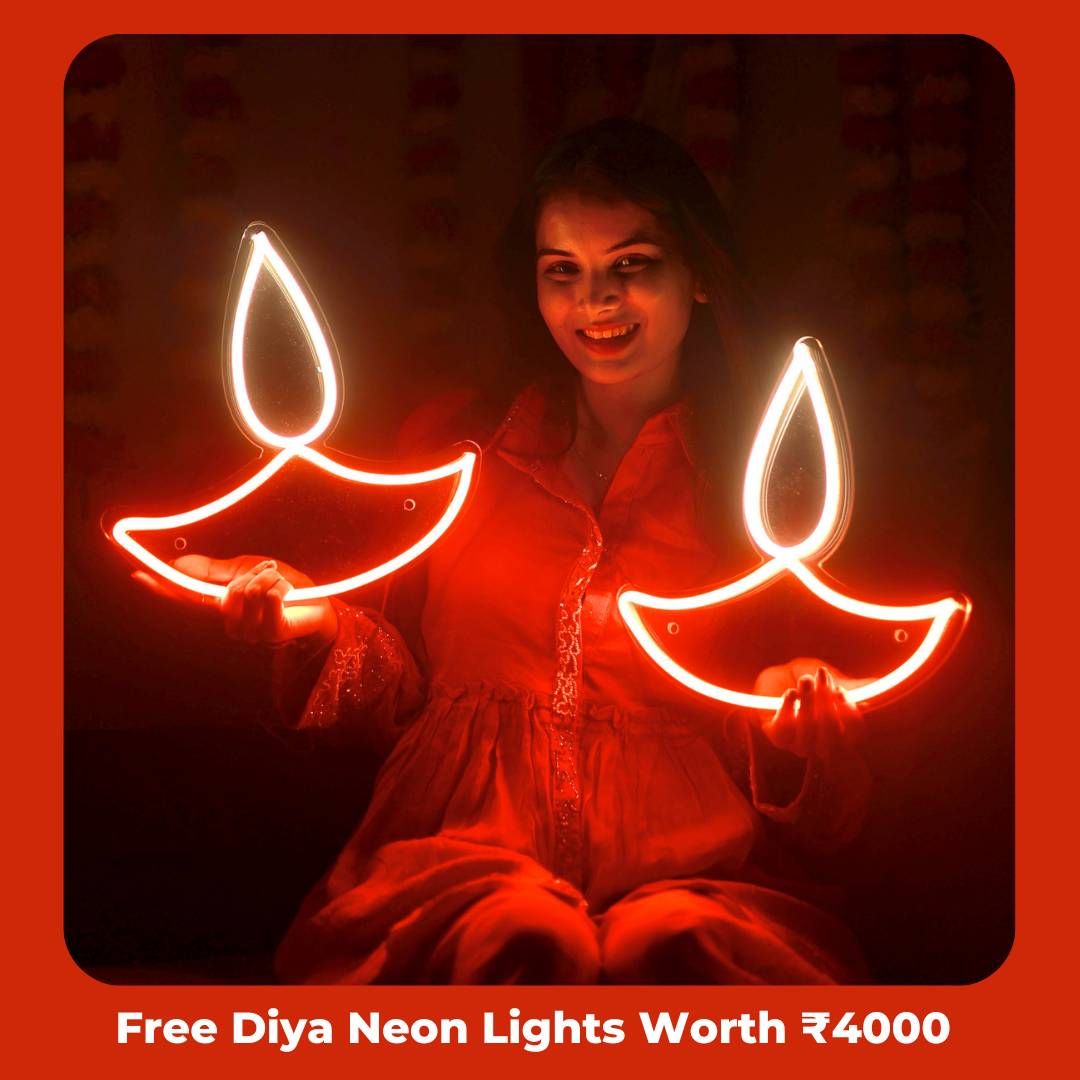 Free 2 Diya Neon Lights Worth ₹5000