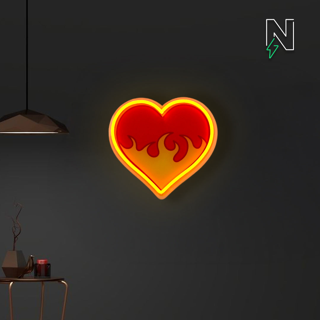 Heart Fire Neon Sign