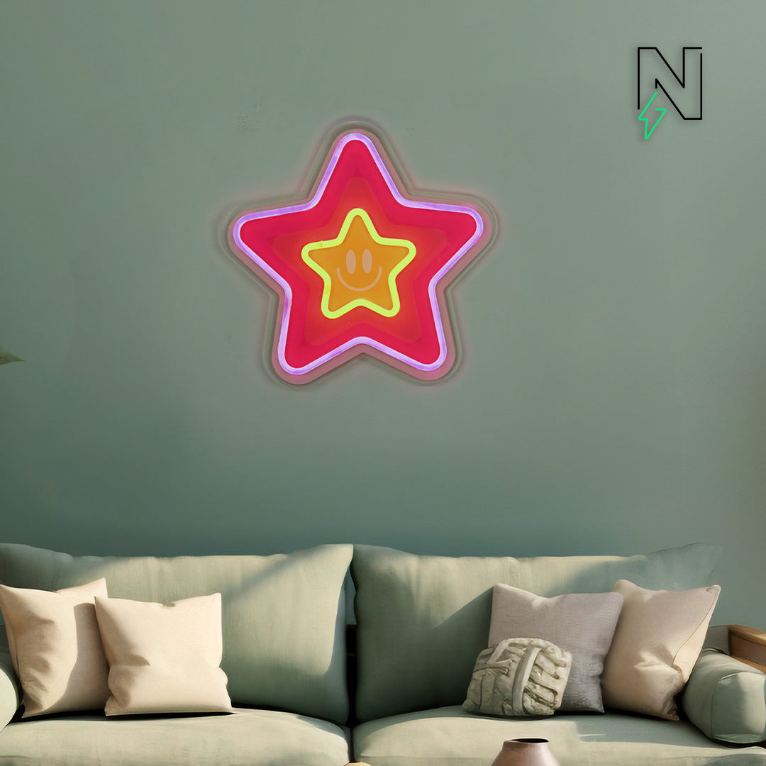 Star Smilie Neon Sign