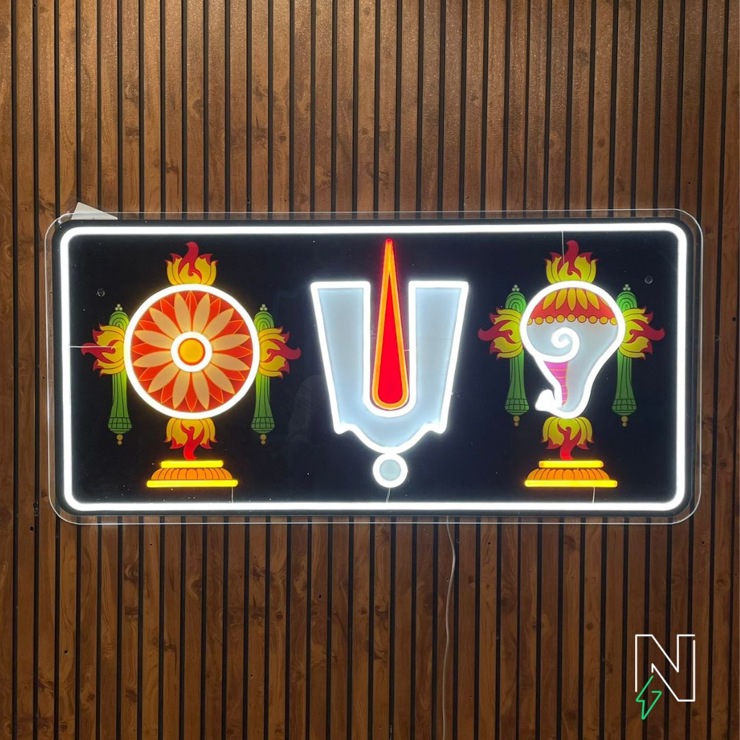 Thirunamam with Shankh Chakra Neon Sign