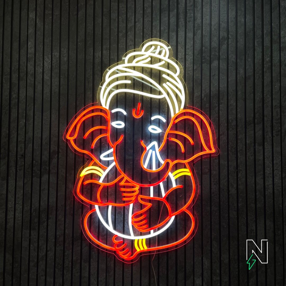 Ganesha With Modak Neon Sign