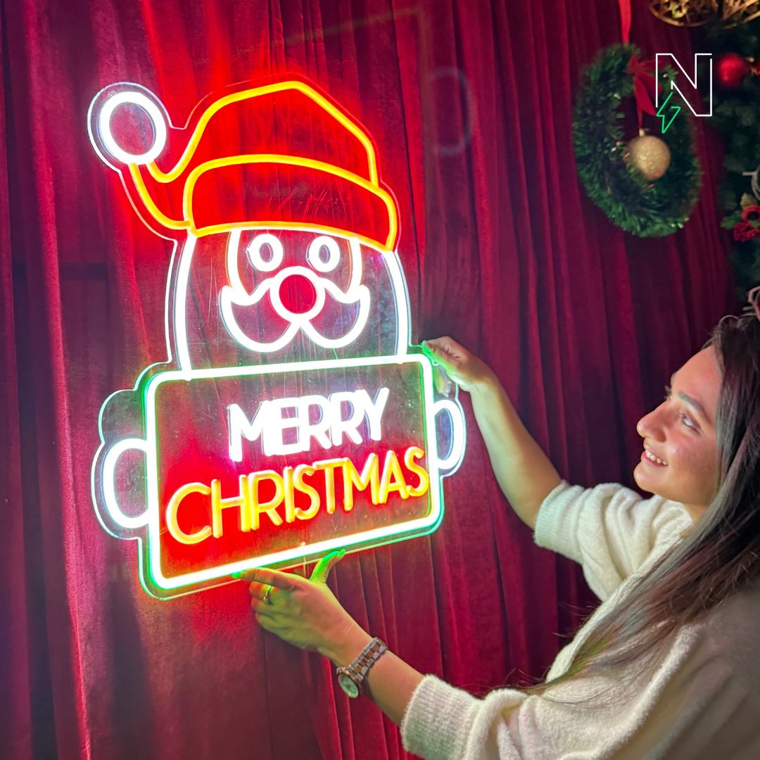 Merry Christmas With Santa Neon Sign