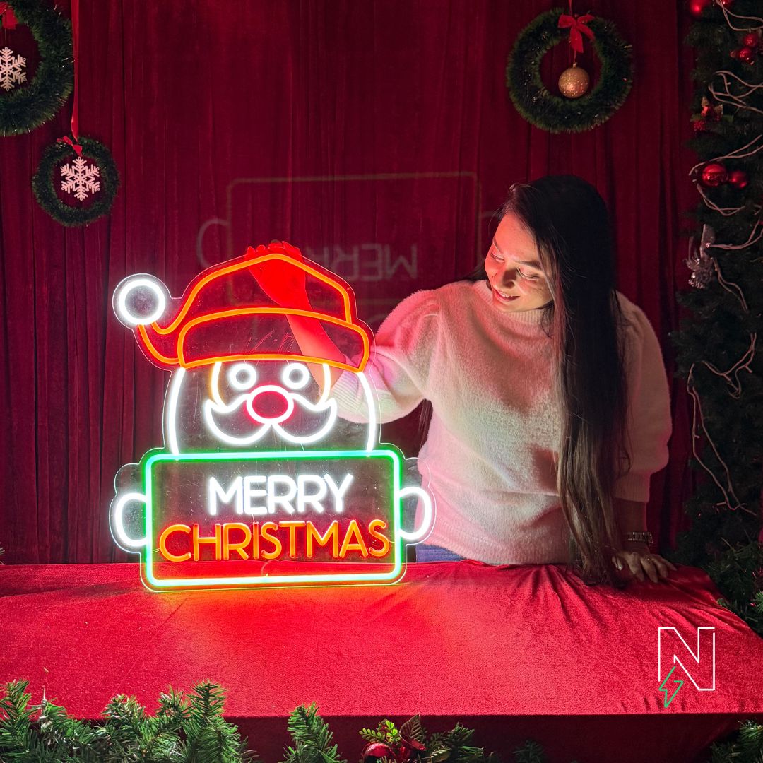 Merry Christmas With Santa Neon Sign
