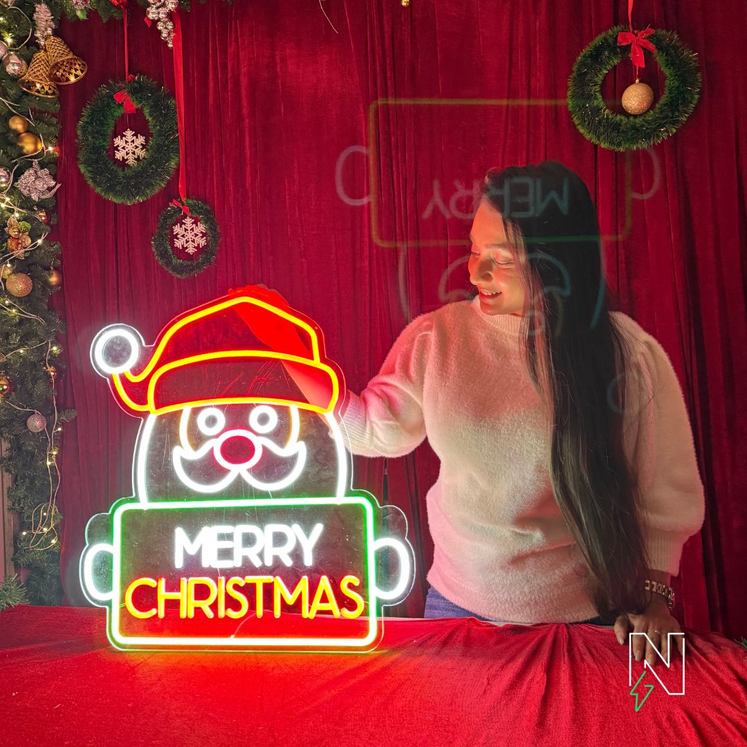 Merry Christmas With Santa Neon Sign
