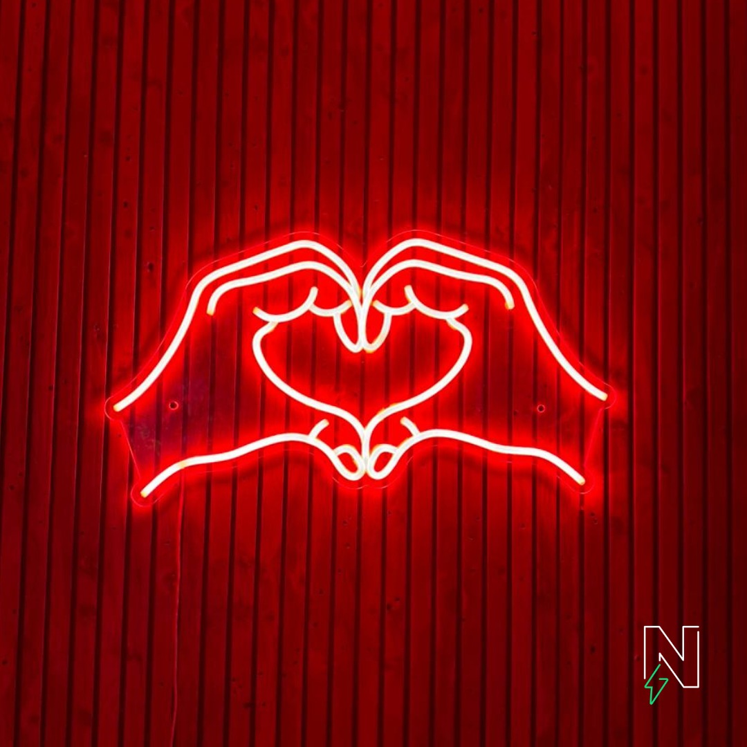 Heart Hands neon sign
