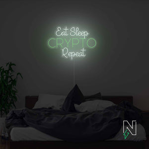 Eat Sleep Crypto Repeat Neon Sign