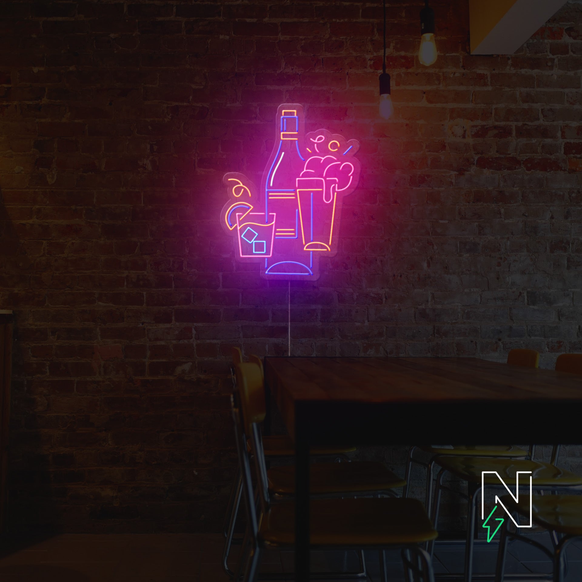 Whiskey Set  Neon Sign