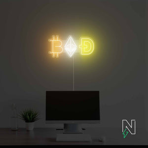 Crypto Coins Neon Sign